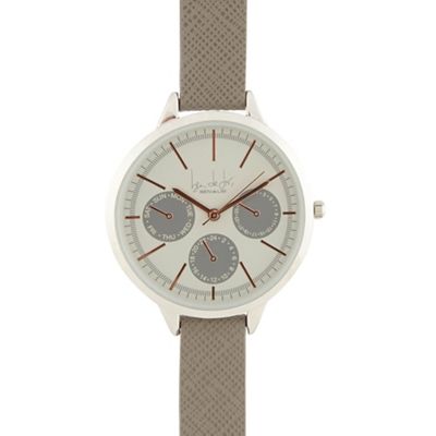 Ladies grey checked analogue watch